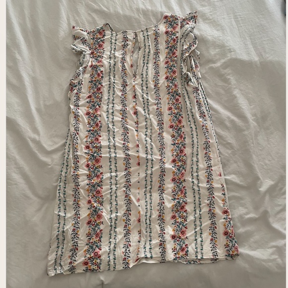 Floral Striped Ruffle Boho Sun Beach Summer Spring Hipster Art Chic Mini Dress - Picture 6 of 6